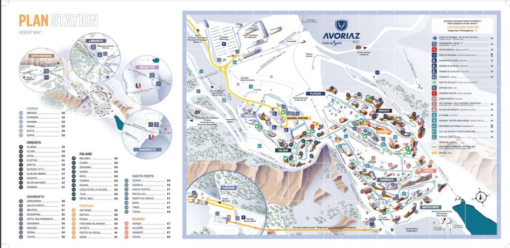 Town plan of Avoriaz map