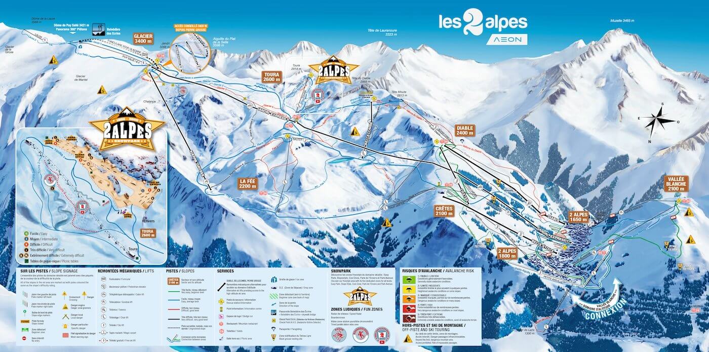 Les Deux Alpes piste map ski area