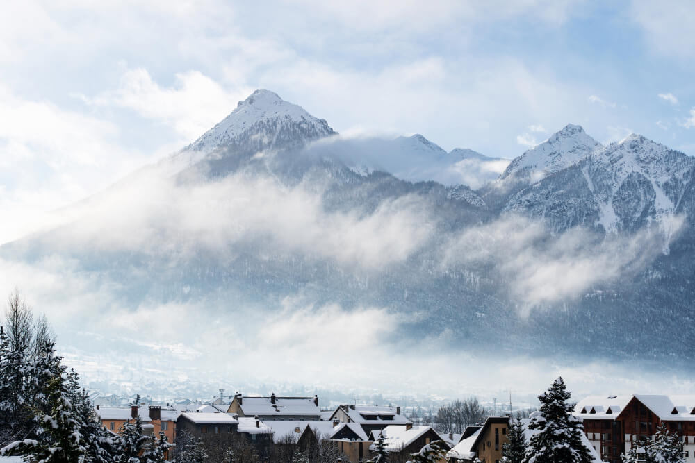 a beautiful ski resort in the french alps