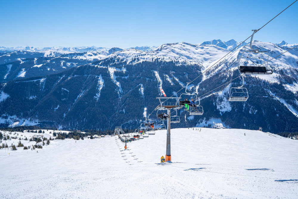 family skiing in la plagne, france