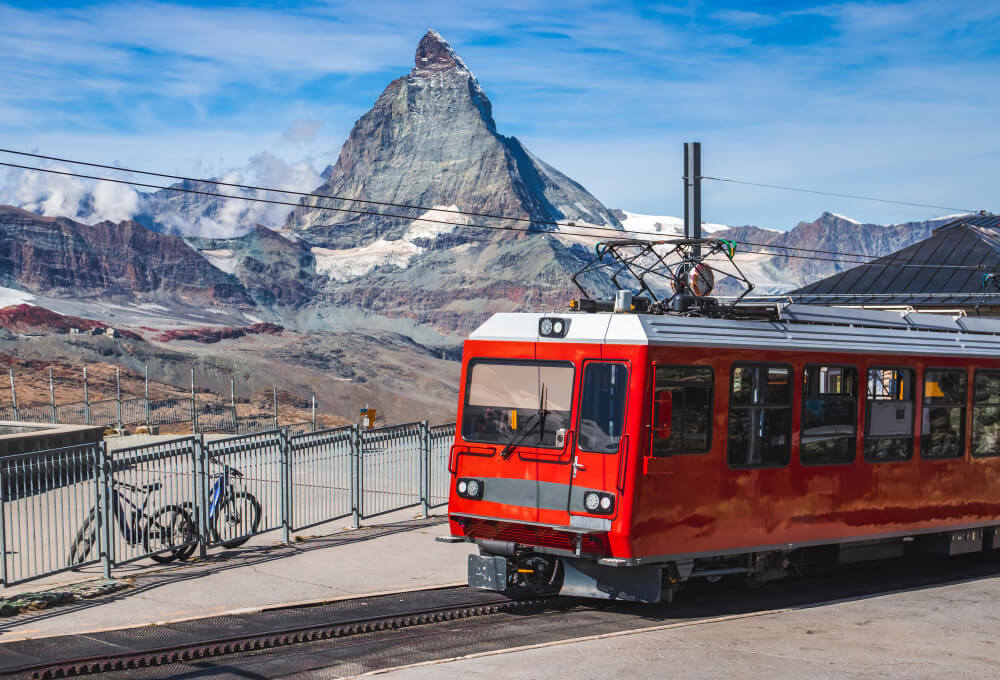 Switzerland has an excellent public transport network to access ski resorts via train or bus