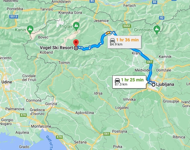 Location of Vogel ski resort in Slovenia