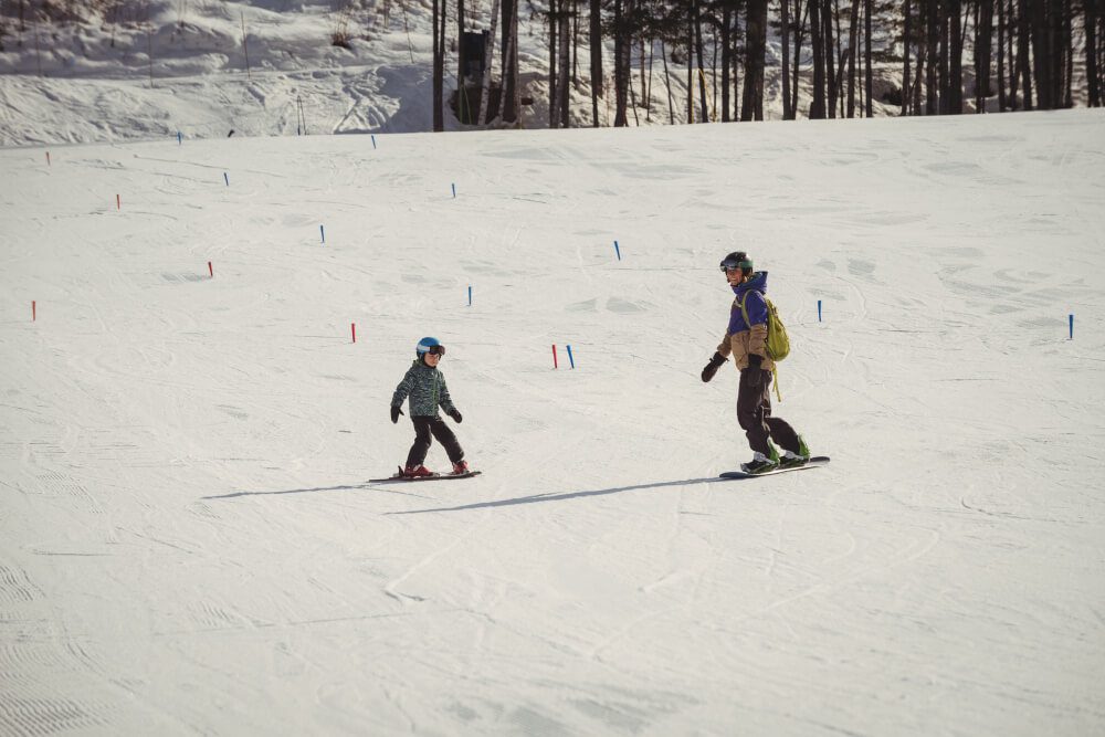 snowboarder beginners on the snow 