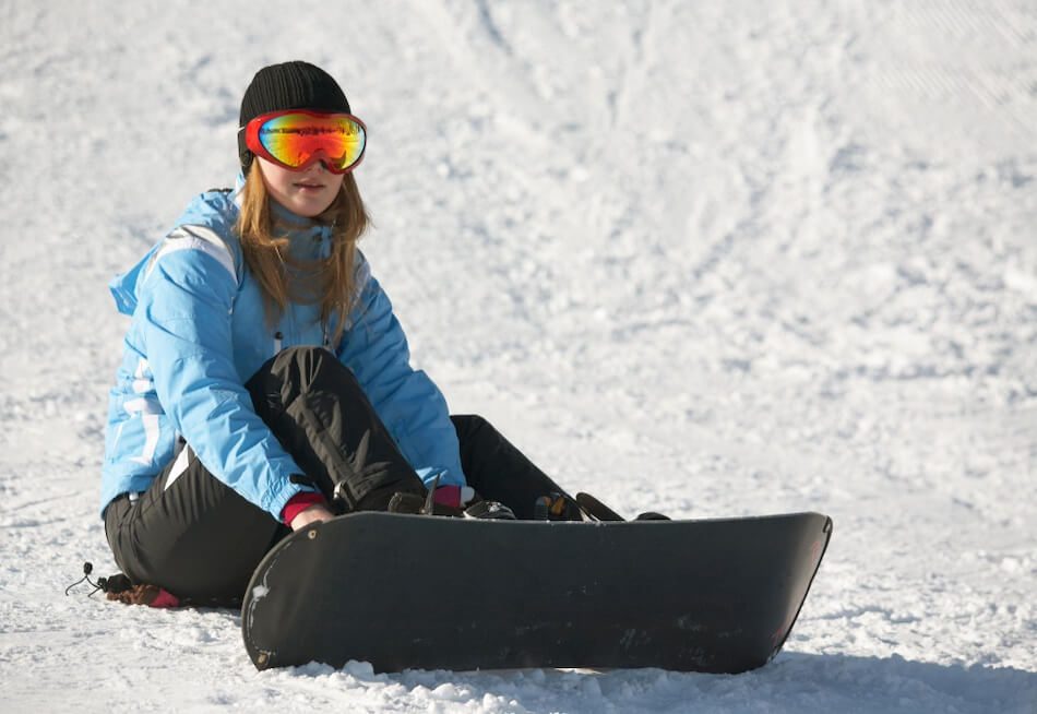 Snowboarders can sit down easily