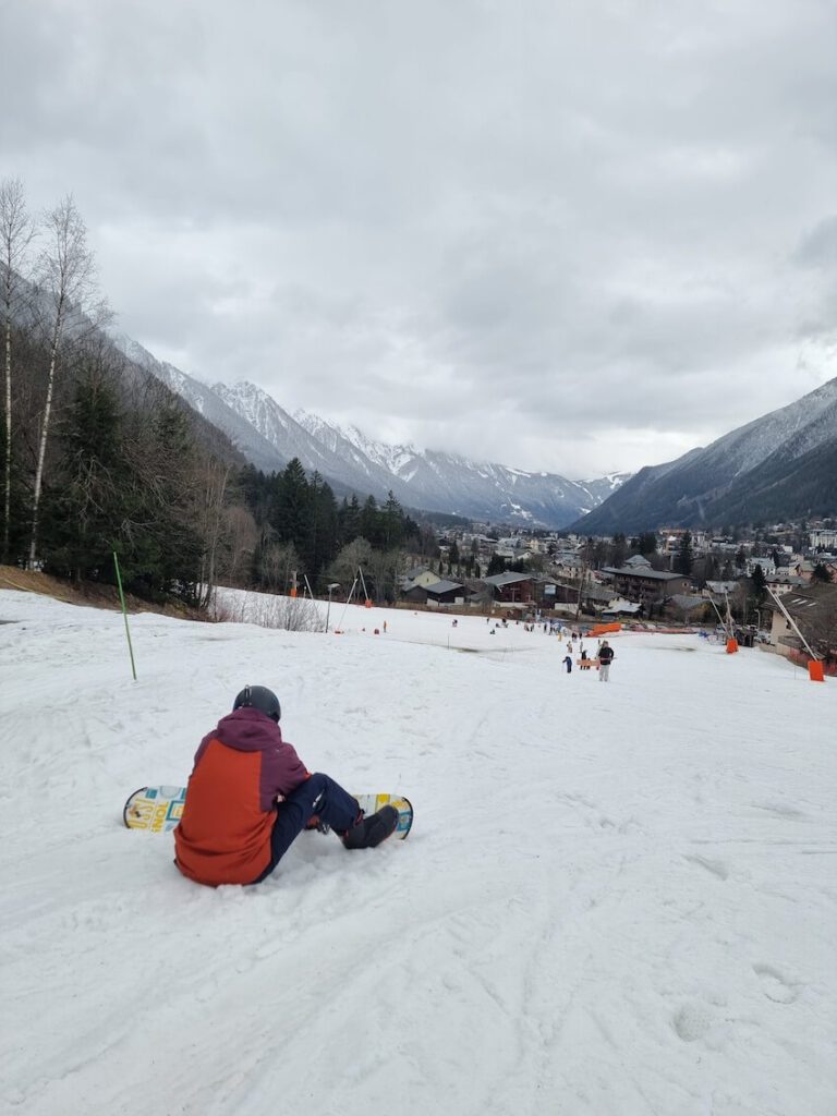 The beginners ski area at Les Planards in Chamonix
