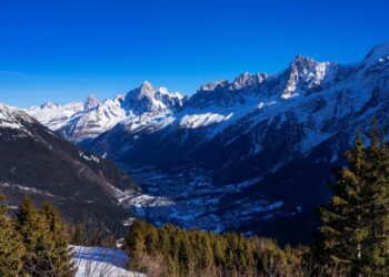 A view of Chamonix valley in French Alps