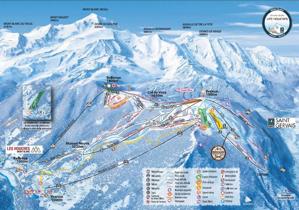 Les Houches ski piste map