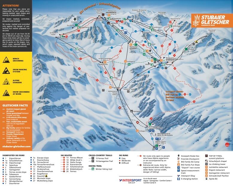Stubai Glacier ski piste map