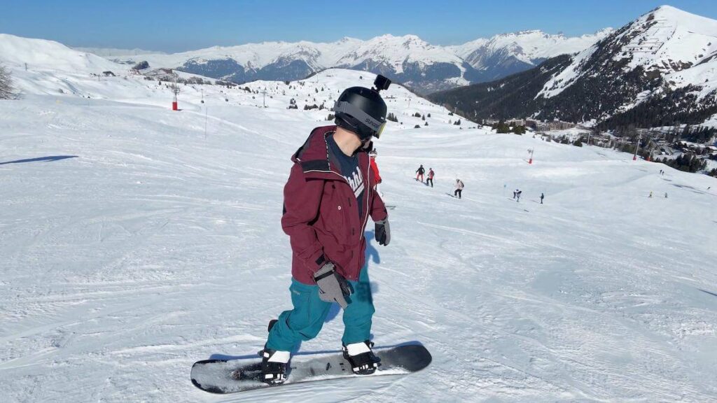 snowboarding in la plagne